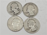 1935, 1939, 1942, 1963 Washington Silver Quarters