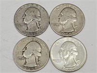 1940,1945, 1946, 1955 Washington Silver Quarters