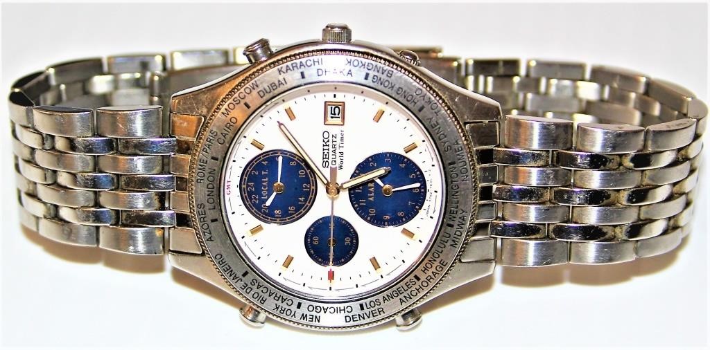 Seiko World Timer Watch 5T52 7A20 | Big Al's Auction