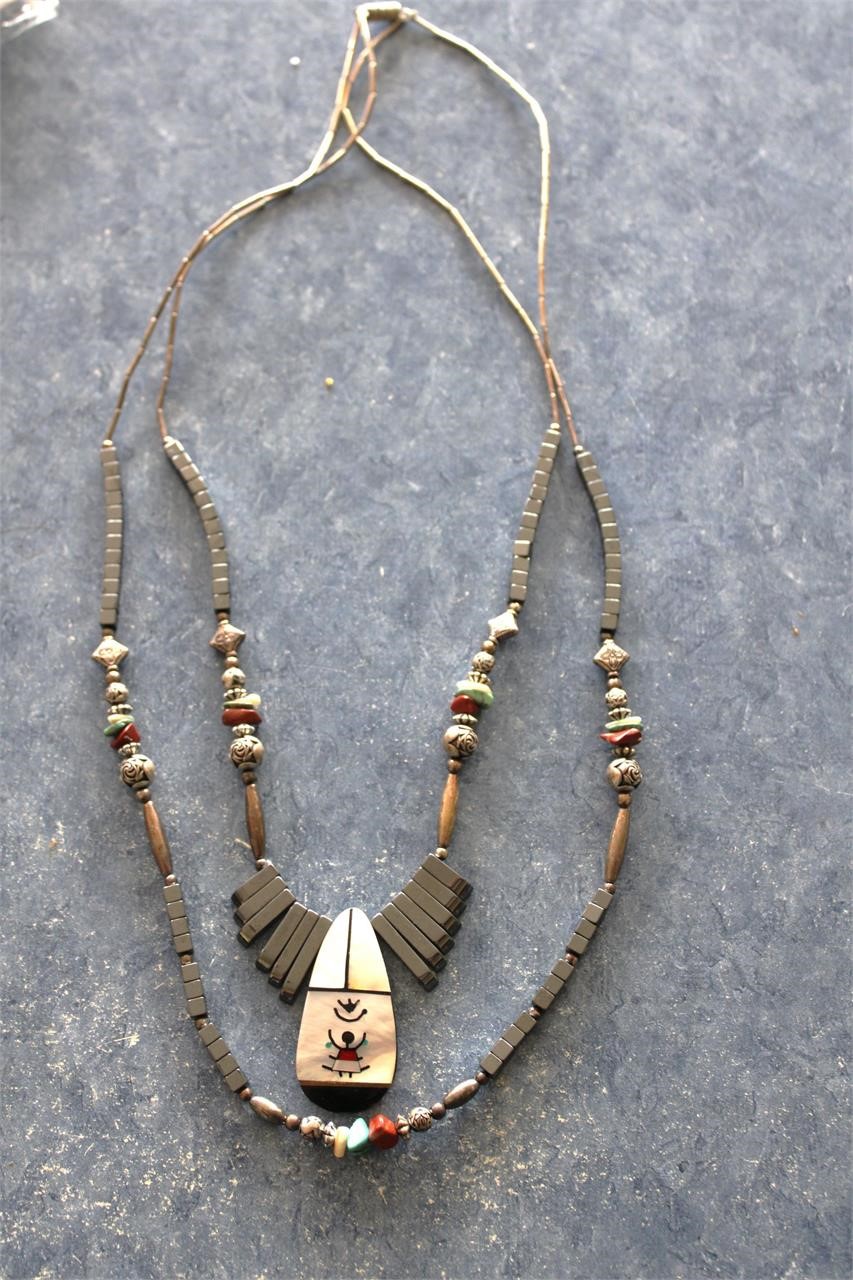 Native Made Sterling / Stone Necklace