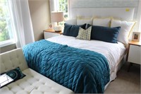 King Size Bed w/ bedding (white headboard)