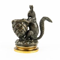 Bronze Squirrel / Pinecone Matchstick Holder