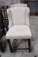 (2) UPHOLSTERED TALL CHAIRS, CREAM COLOR
