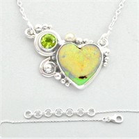 Natural 5.97ct Multicolor Opal & Peridot Necklace