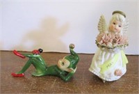 Lefton Angel & Japan Elf w/Ladybug Figurines
