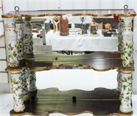 Unusual Two-Tier Shelf with Porcelain Supports