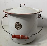 Antique Enamel Pot & Lid