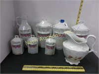 8 piece porcelain German spice  set-small chip on