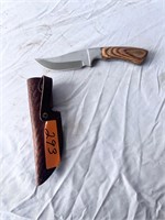 Straight Edge Blade and Leather Sheath Knife 8''