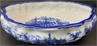 Blue & White Porcelain Scallop Edge Bowl