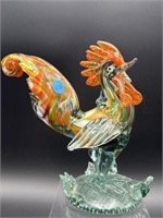 TALL MURANO STYLE ART GLASS ROOSTER