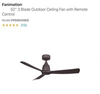 52" 3 Blade Outdoor Ceiling Fan
