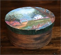 Hand Painted Wood Cheese Box ~ Artist Signed