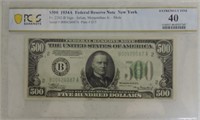 RARE 1934A $500 FRN New York, PCGS EF40