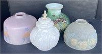 (O) Assorted Vintage Glass Lampshades. Includes