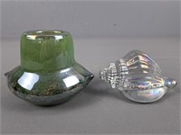 2x The Bid Signed Glass Paperweights