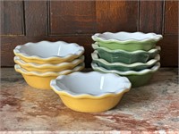 Eight Emile Henry Scalloped Mini Pie Dishes
