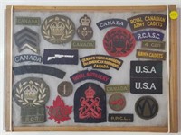 Collection Of Canadian & Usa Patches w/ Frame