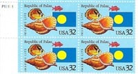 Marine Life Republic of Palau stamps plate block