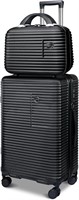 $130  Carry On Luggage Set, PC+ABS 14+20 Black