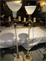 Pair of Antique Marble Base Floor Lamps