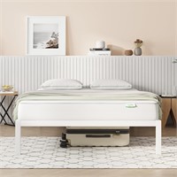 Novilla Metal Platform Bed  Queen White