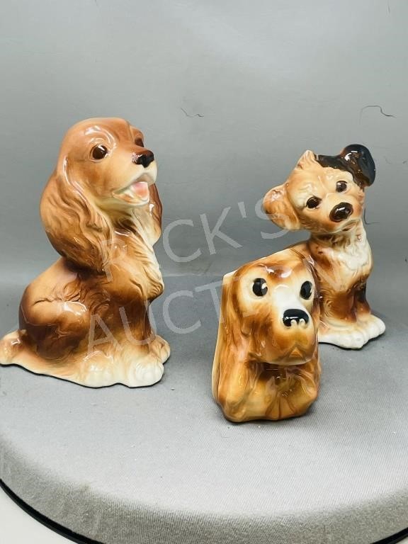 3 ceramic dog figures - 2 are planters & 1 Copley
