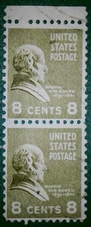 USA #813 Van Buren Stamp Pair 1938