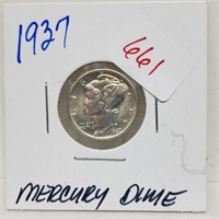 1937 90% Silver Mercury Dime 10 Cents