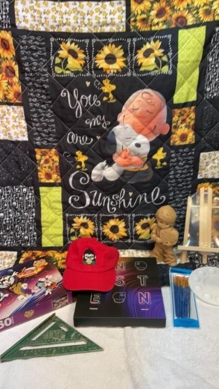 Peanuts blanket, puzzle, mouse pad, etc.