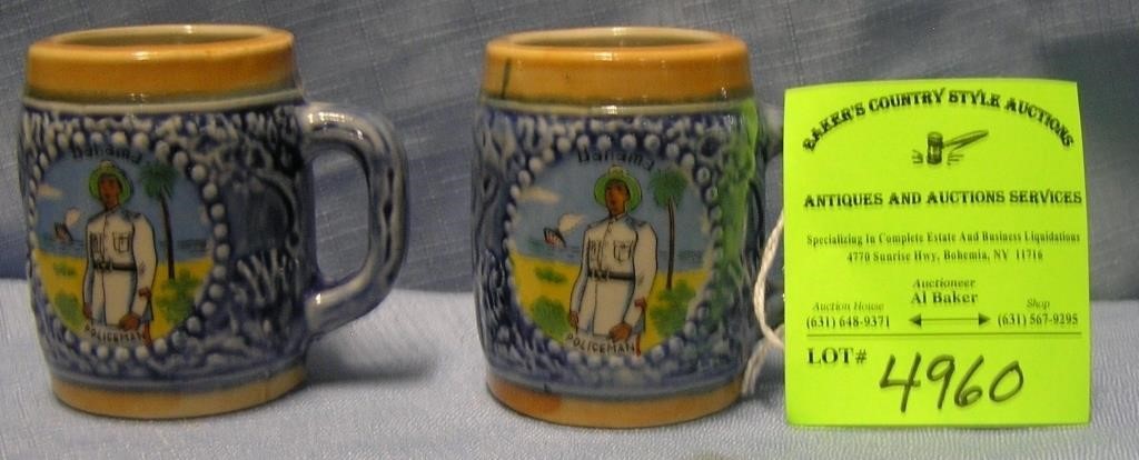 Bahamian policemen decorated miniature beer mugs