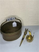 Brass Basket, Candle Holder and Rabbit letter