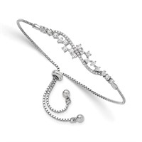 Sterling Silver Rhodium-plated  Crystal Bracelet