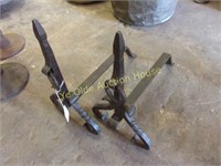 Pair of Twisted Wrought Iron Andirons