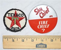 VINTAGE TEXACO ADVERTISING - PATCH & BUTTON
