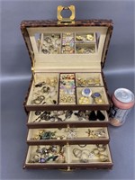 Jewelry box filled w/ earrings, etc. - some