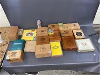 Group vintage cigar boxes, etc