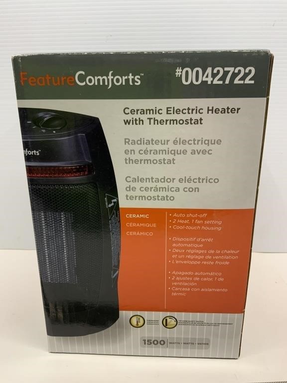 Feature Comforts Ceramic Electric Heater w/