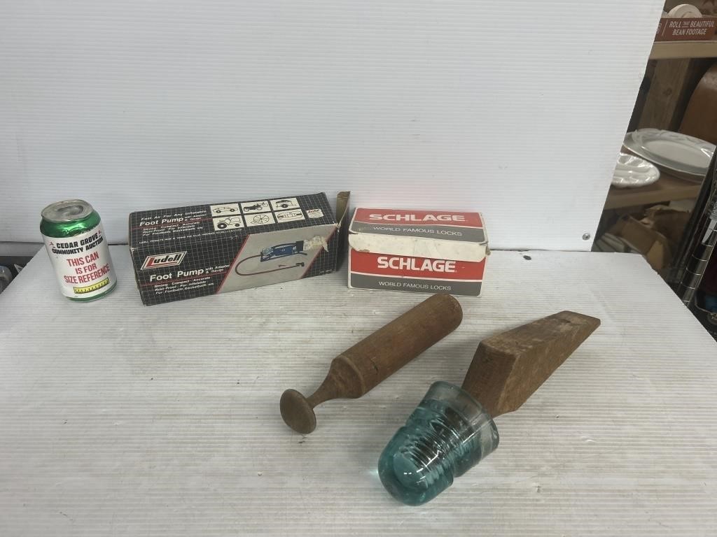 Foot pump and Schlage doorknobs and insulators