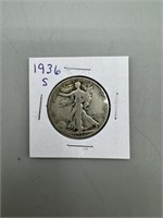 1936-S Walking Liberty Silver Half Dollar