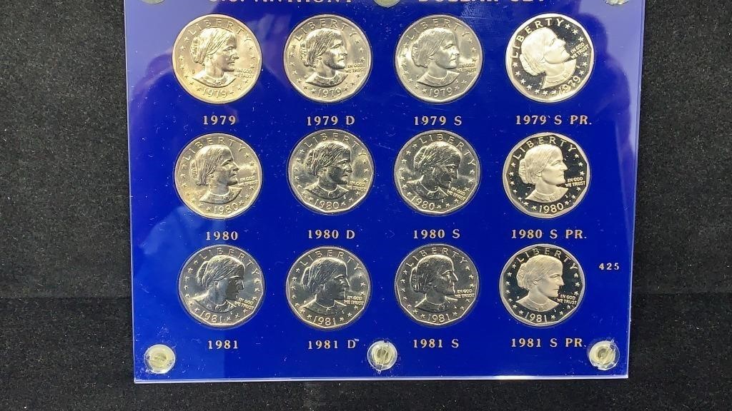 SBA Dollar 12 Coins Set 1979-1981, 79 & 81 Proof
