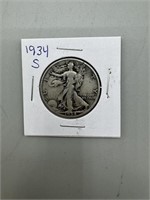 1934-S Walking Liberty Silver Half Dollar