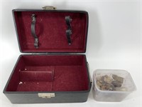 Latched lidded box with assorted stone specimens