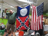 (2) 3'x5' Confederate and US Flags On Rods