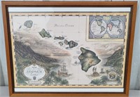 Framed Sandwich Islands map 26 x 20