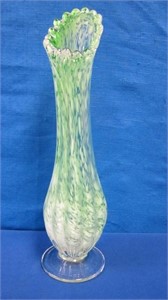 Green & White Art Glass Vase