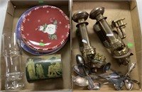 Holiday Plates, Trinket Box, Flatware