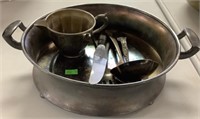 Silver Plate Handle Dish Flatware And Creamer