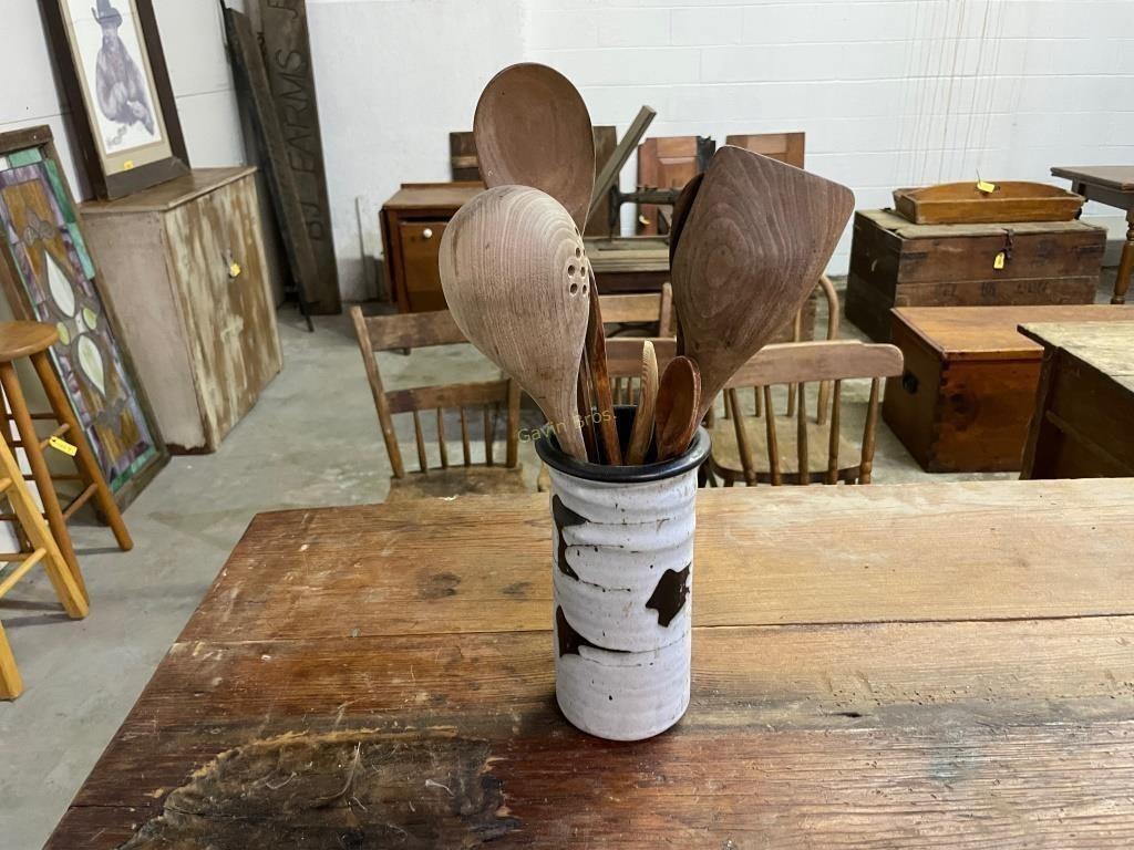 Wood Utensils, Crock Vase