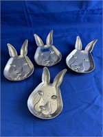 Nickel Plated Cast Iron Bunny Heads